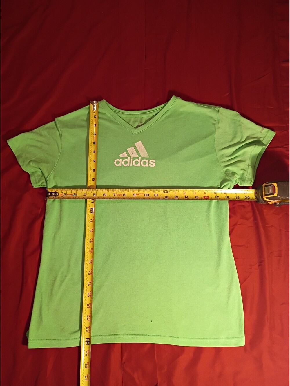 Adidas Green V-Neck Short Sleeve T-Shirt